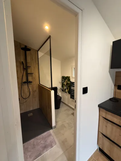 Salon de bain vue cuisine nid douillet